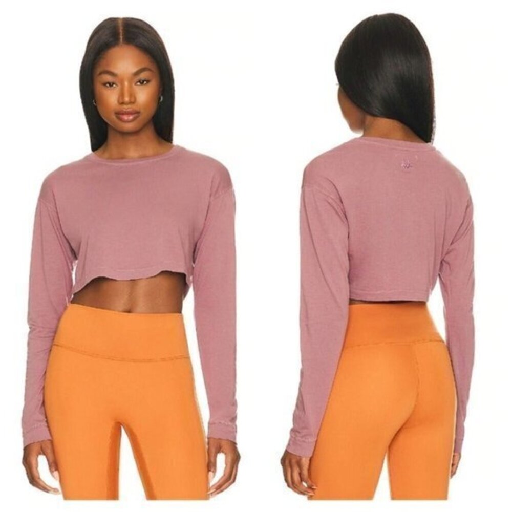 WellBeing + BeingWell Stella Long Sleeve Cropped Tee - Rose Taupe